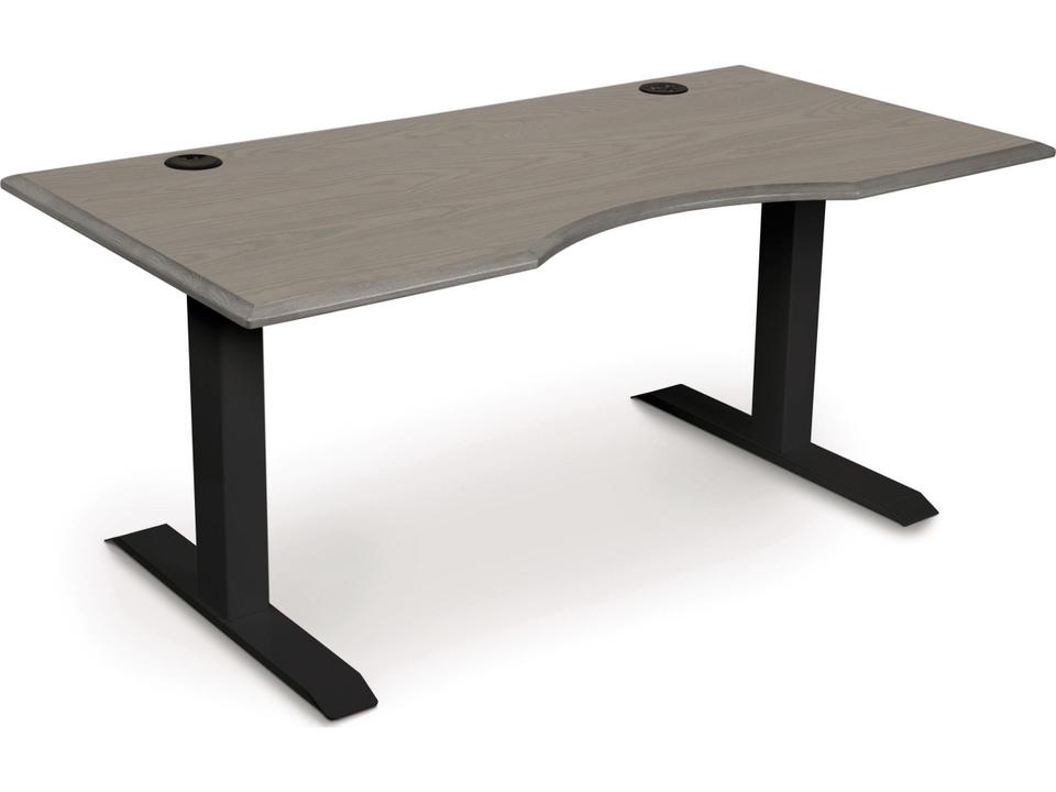 Invigo Sit-Stand Desk with Solid Cherry Top and Black Base