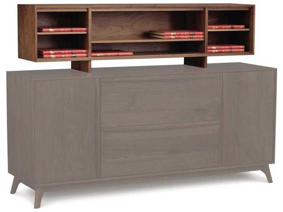 Linear Office Storage Solid Walnut Bookcase with Natural Finish