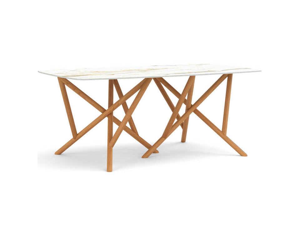 Baton Rectangular Stone Boat Shaped Dining Table