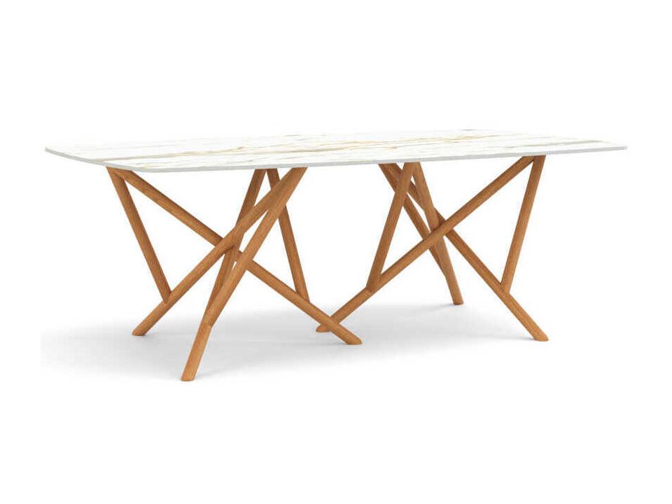 Baton Rectangular Stone Boat Shaped Dining Table