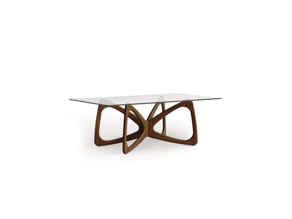 Butterfly Solid Hardwood Dining Table Base in Low Sheen Walnut and Oak
