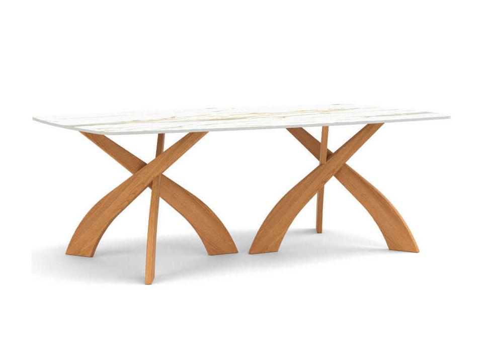 Entwine Rectangular Stone Boat Shaped Dining Table
