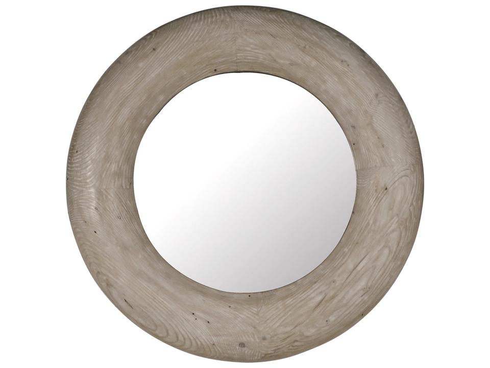 Oliver Round Wall Mirror in Grey Wash Wax Finish