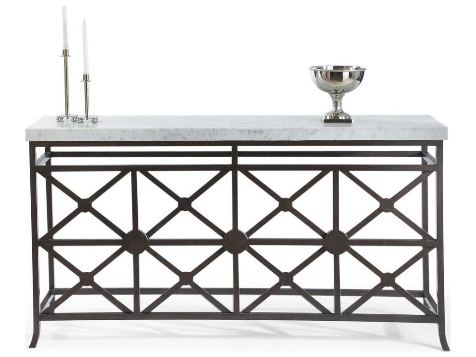 Rectangular Marble Brown Console Table