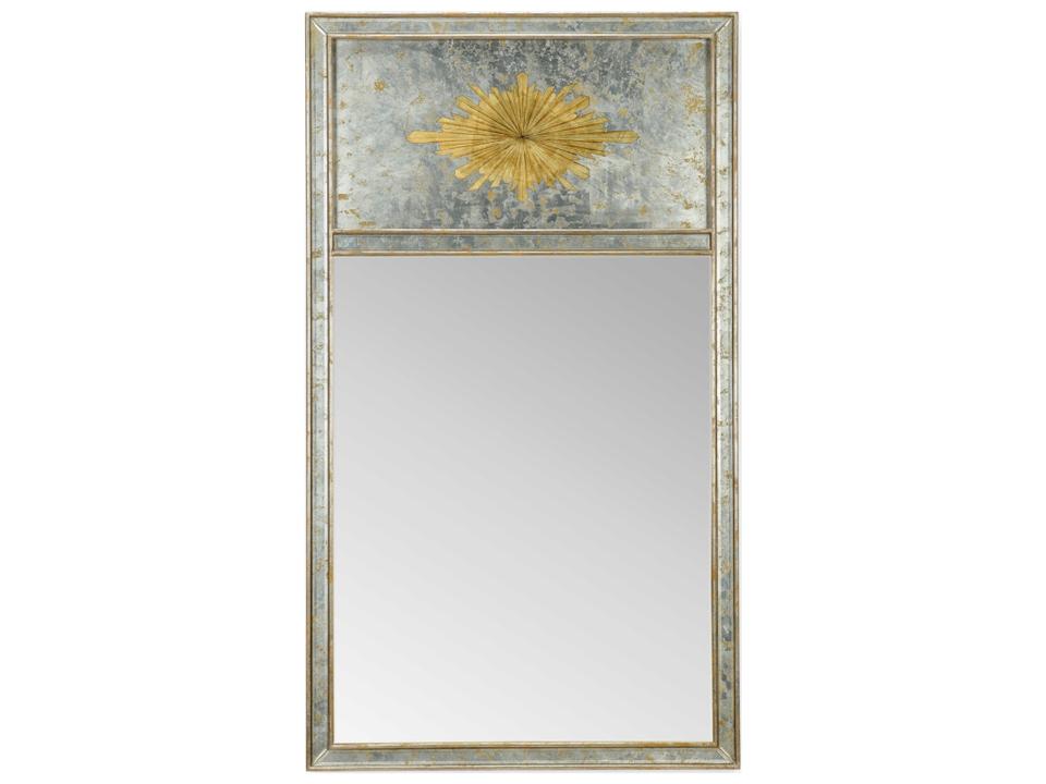 Halcyon Hall Wall Mirror in Antique Silver Leaf with Gold Medallion