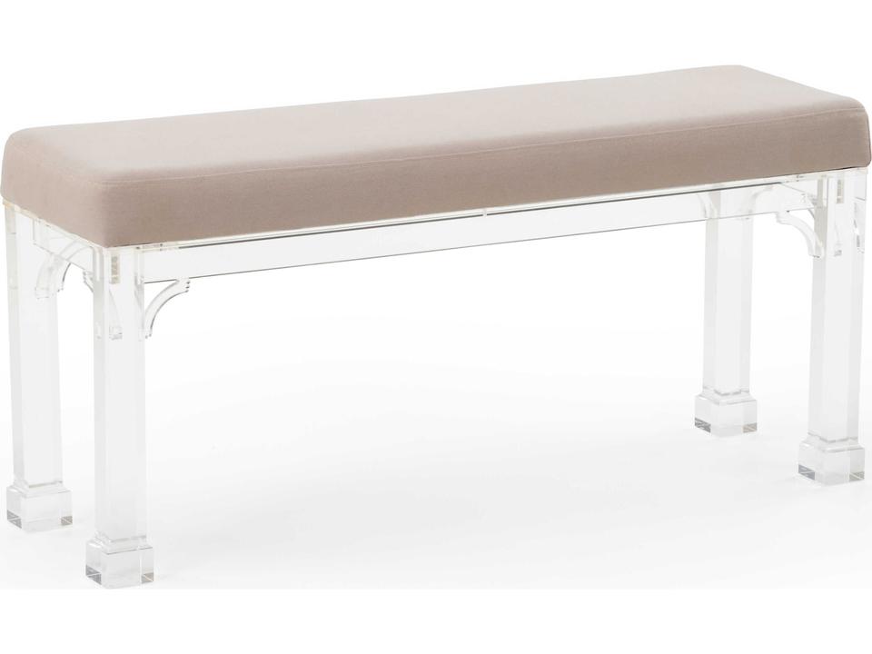 Madison Large Bench in Clear Acrylic with Muslin Seat