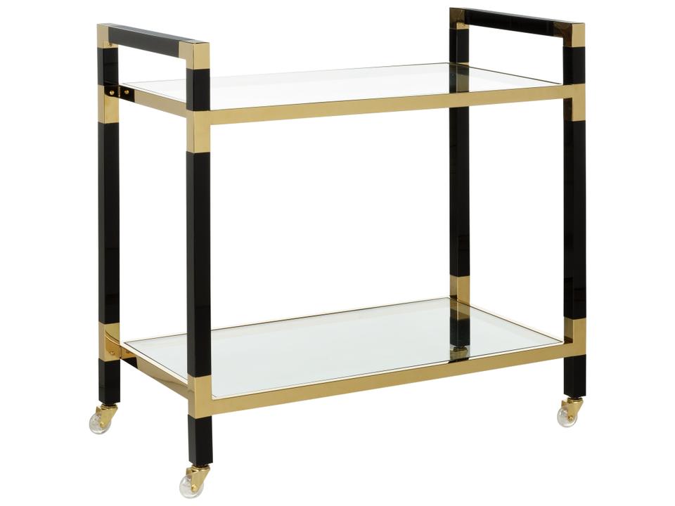 Bill Cain Glass Black Gold Bar Cart