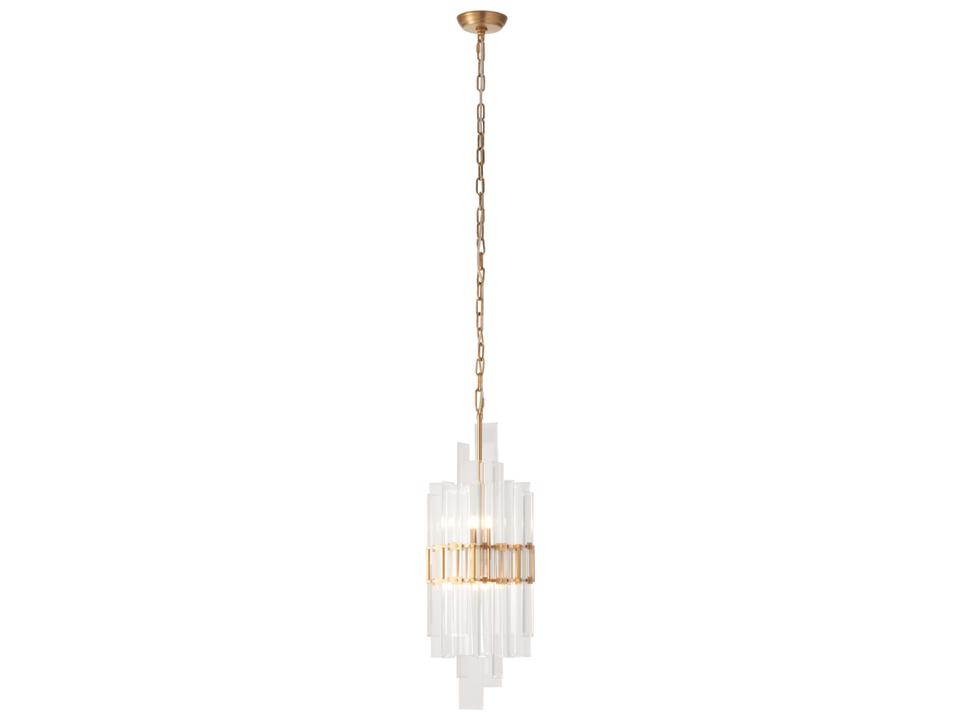 2-Light Clear Brushed Brass Cylinder Chandelier