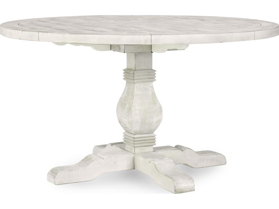 Caleb Round Wood Distressed Ivory Dining Table