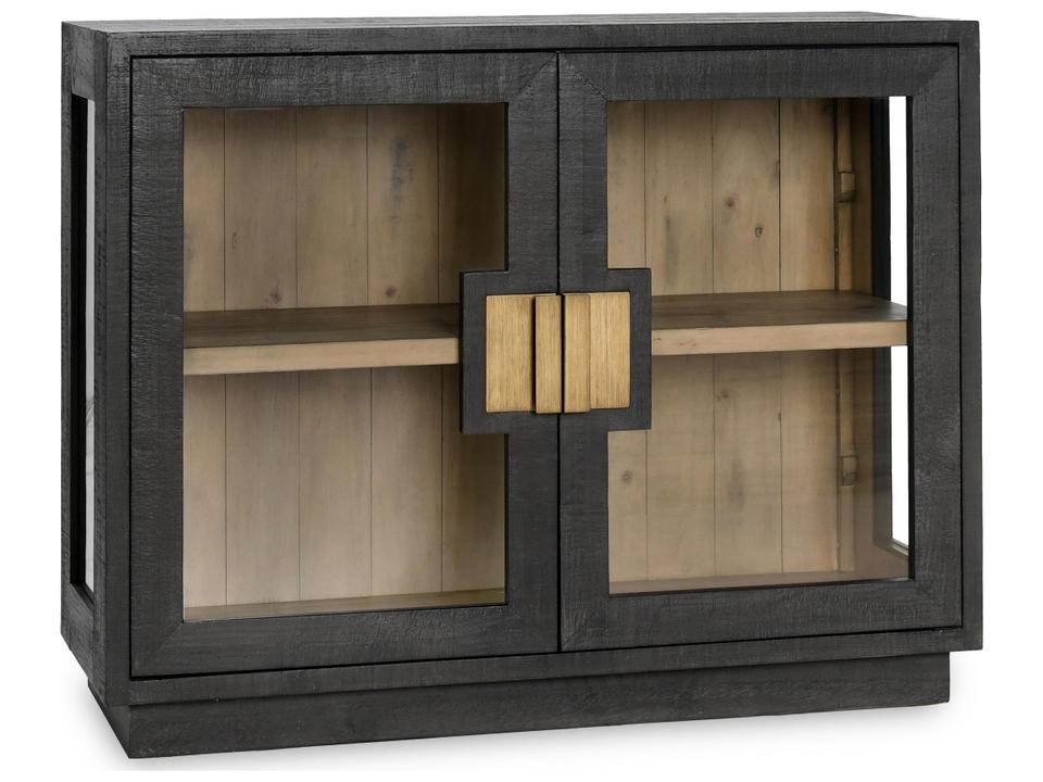 Larson 2 Door Display Cabinet in Distressed Black Reclaimed Pine