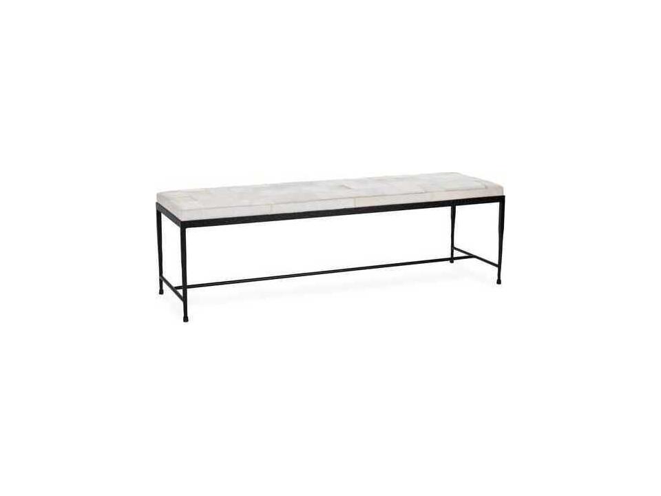 Achen White Fur Accent Bench