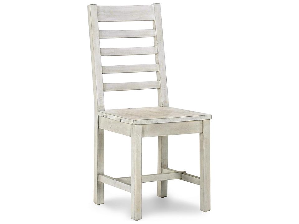 Caleb Pine Wood Armless Dining Side Chair Set of 2 in White