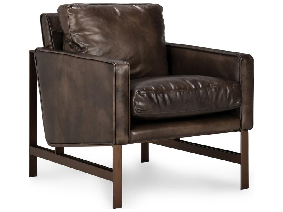 Chazzie Top Grain Leather Accent Club Chair in Truffle Brown