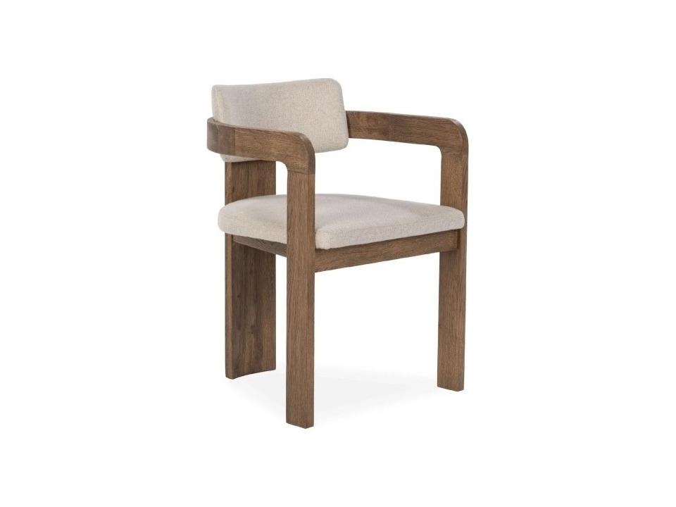 Labelle Upholstered Oak Wood Dining Armchair in Tan Oak