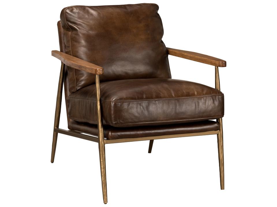 Christopher Top-Grain Leather Accent Club Chair Antique Brown