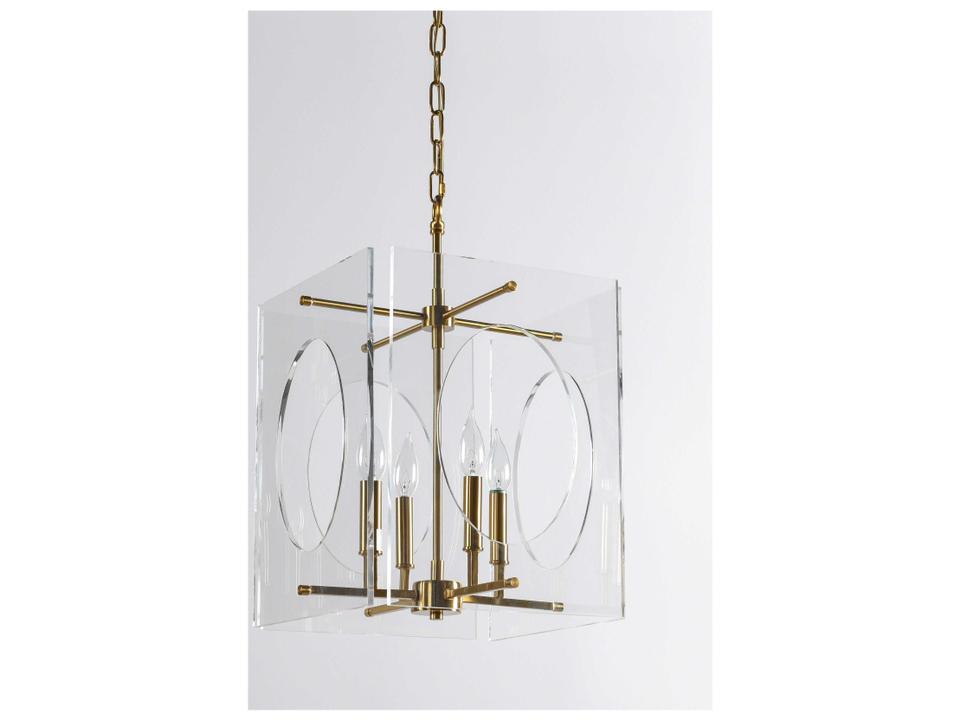 Tessa 4-Light Chandelier in Clear Acrylic and Brass