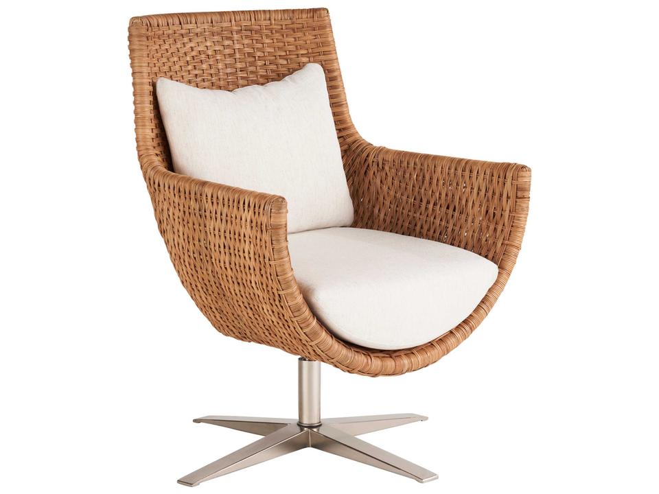 Weekender Sullivans Swivel Rattan Arm Chair with Crypton Fabric