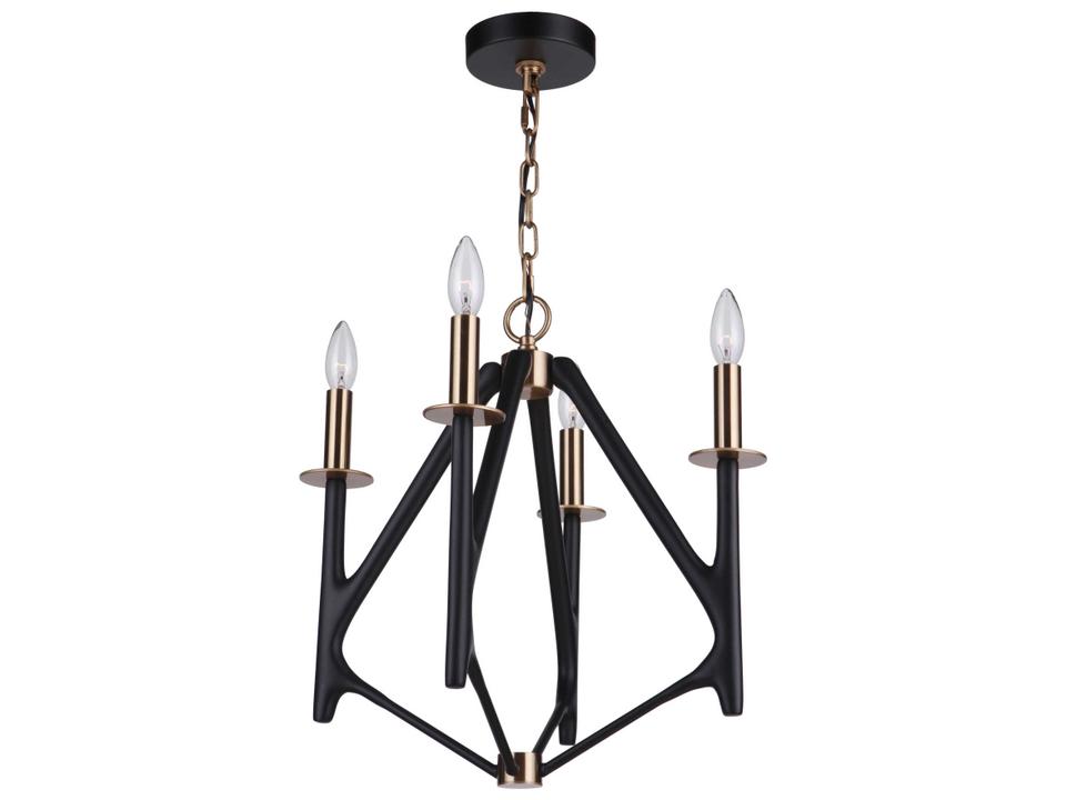 The Reserve 4-Light Chandelier in Flat Black and Satin Brass
