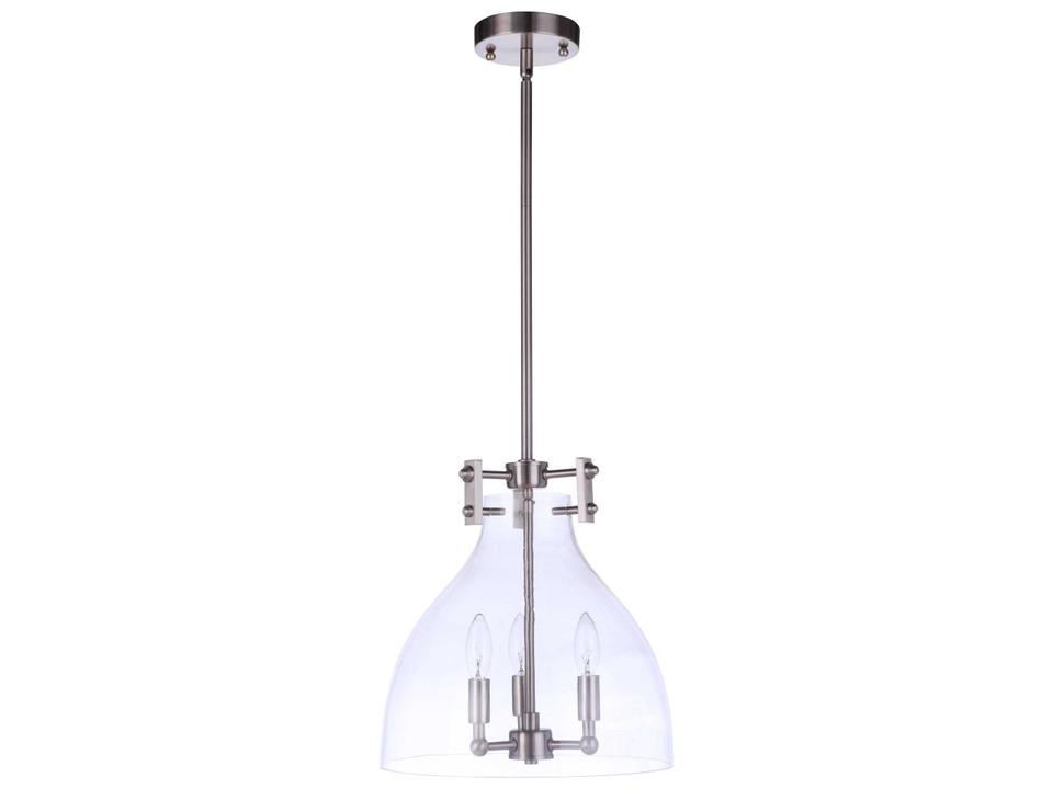 Chardonnay 3-Light Clear Glass Pendant Light in Brushed Polished Nickel