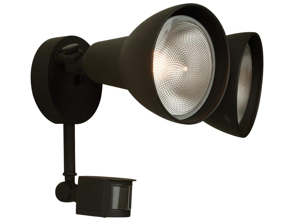 Bullets and Floods 2-Light Outdoor Flood Light with Motion Sensor in Textured Black