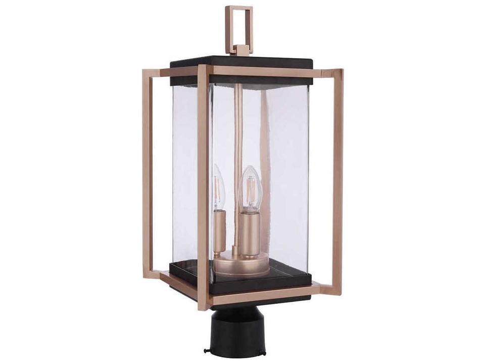 Metalwork 3-Light Outdoor Post Light in Midnight and Satin Brass