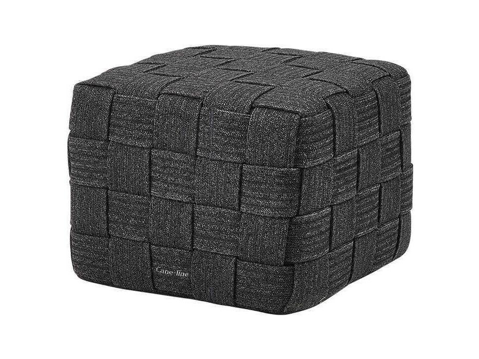 Cane-line Cube Outdoor Footstool in Dark Gray Soft Rope