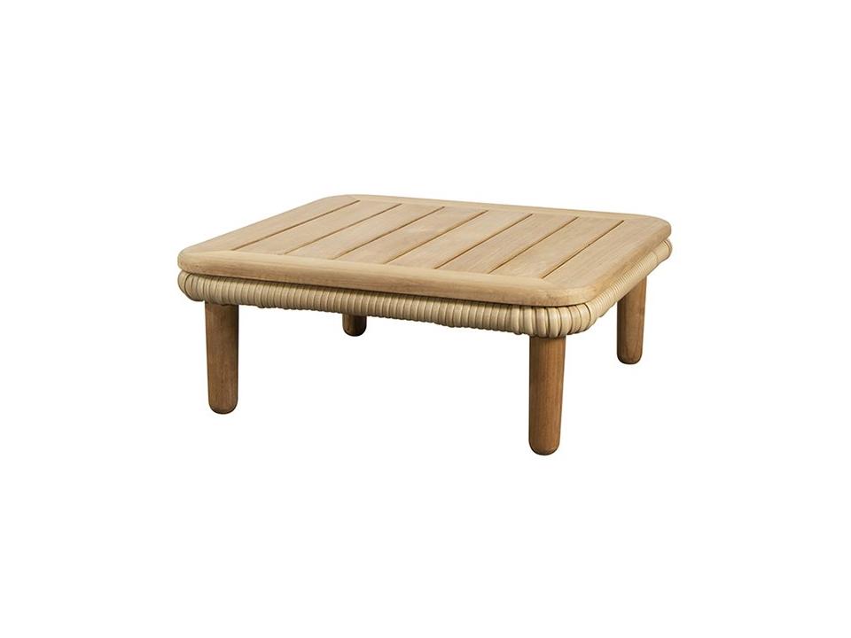 Arch Natural Flat Weave Coffee Table W/Teak Table Top