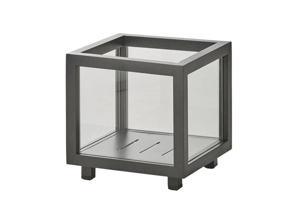 Lightbox Small Outdoor Lantern in Lava Grey Aluminum and Tempered Glass