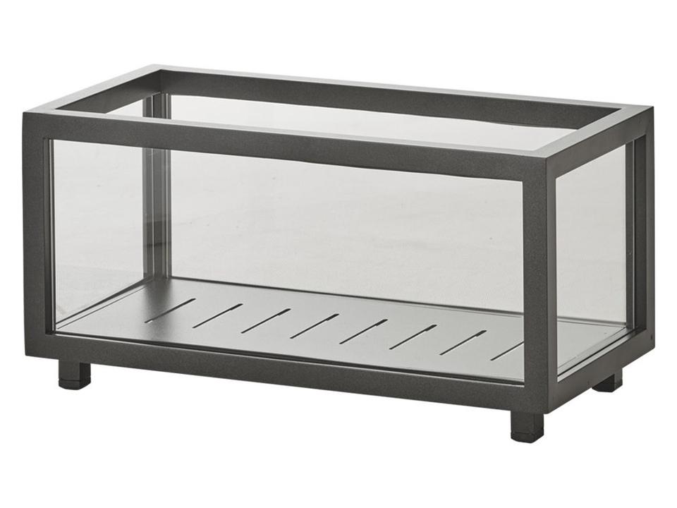 Lightbox Rectangular Lantern in Lava Grey Aluminum and Tempered Glass