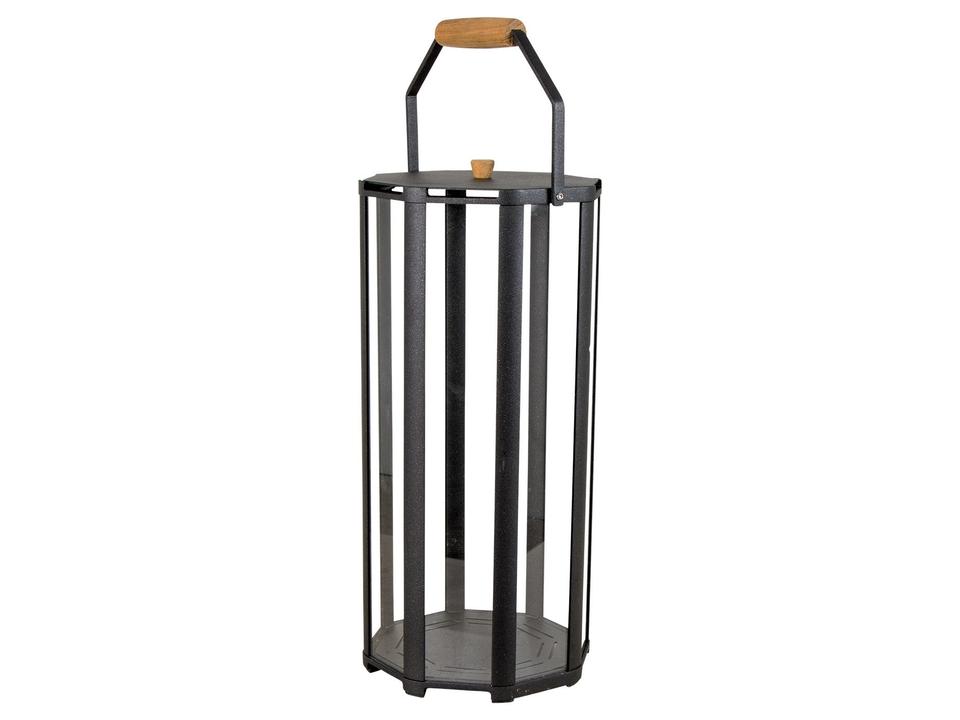 Lightlux Large Lantern in Lava Grey Aluminum with Teak Handle