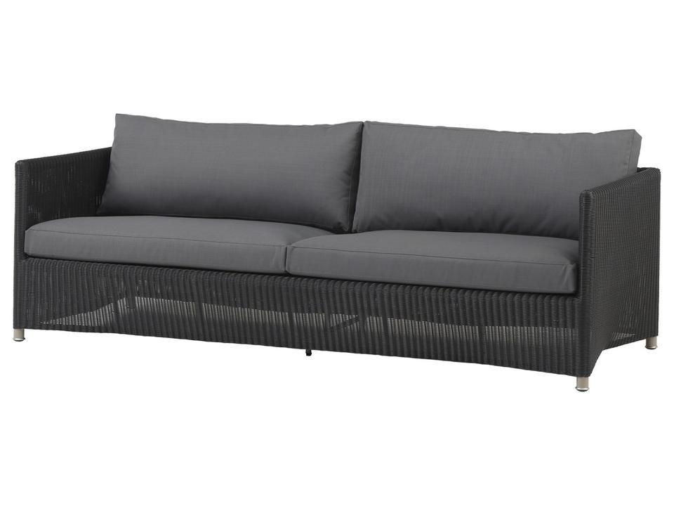 Cane-line Diamond 3-Seat Outdoor Sofa with QuickDry Foam Cushions in Graphite
