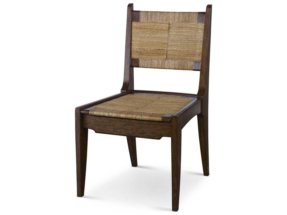 Karlie Dining Side Chair with Woven Seagrass Back in Natural Oak