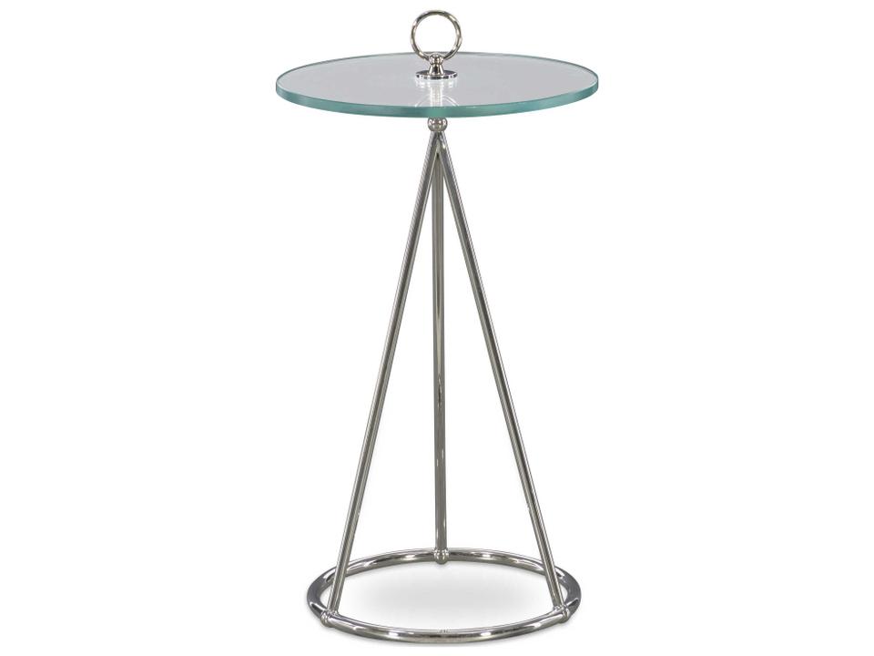 Nina Accent Table Polished Nickel with Tempered Glass Top