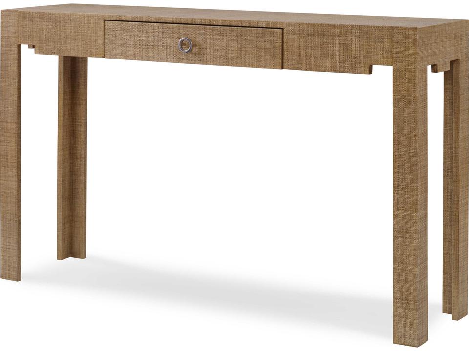 Curate Charleston Console Table in Sand with Glass Top