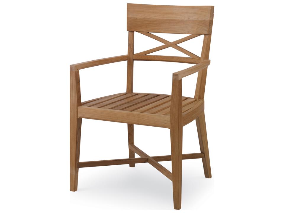 West Bay Teak Outdoor Dining Arm Chair in Natural Finish