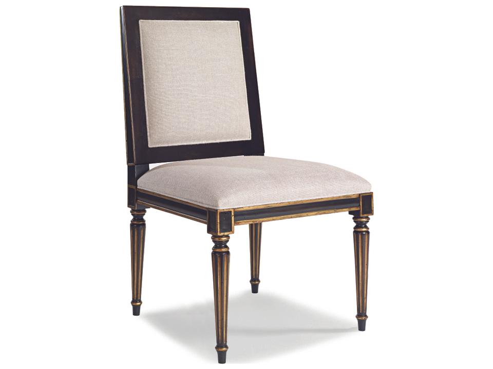 Monarch Acacia Wood Black Upholstered Side Dining Chair