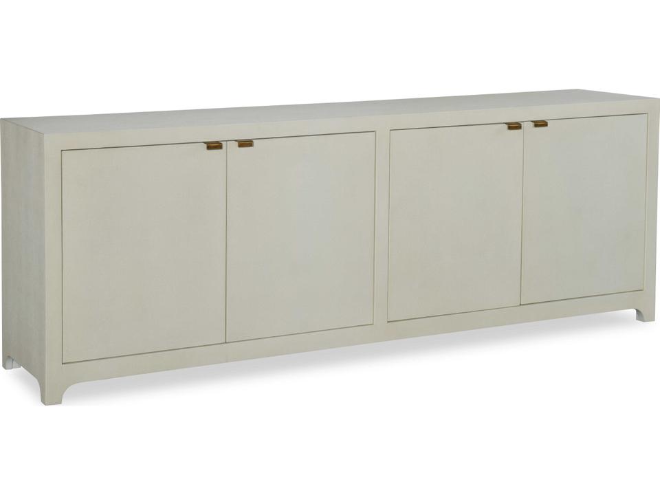 Monarch Monroe Credenza in Ivory Faux Shagreen with Satin Brass Pulls
