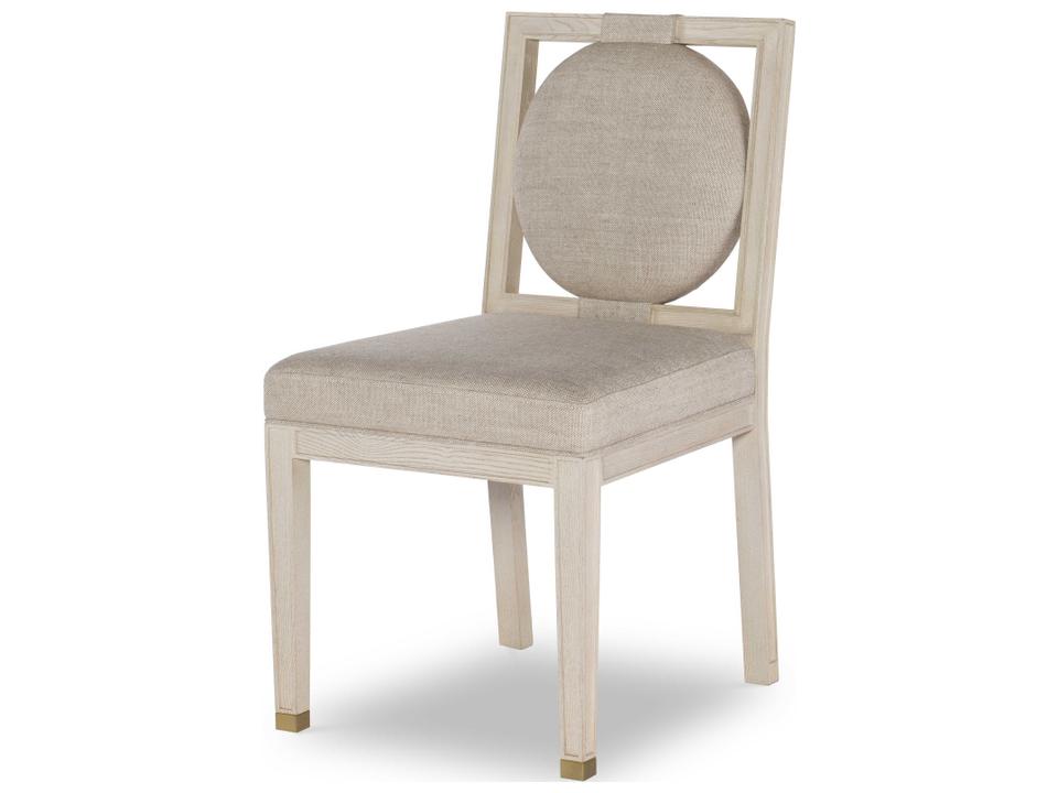 Monarch Lea Upholstered Oak Dining Side Chair with Brass Ferrules