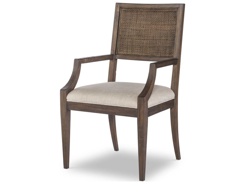 Monarch Upholstered Oak and Cane Dining Armchair Dark Brown