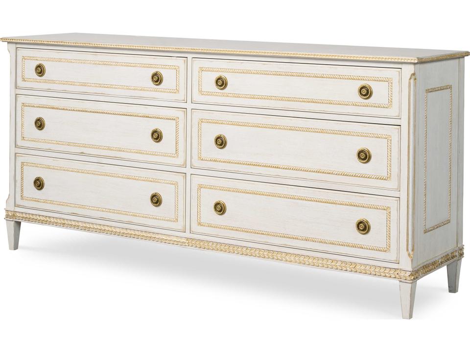 Emily Six-Drawer Dresser with Gold Leaf Accents