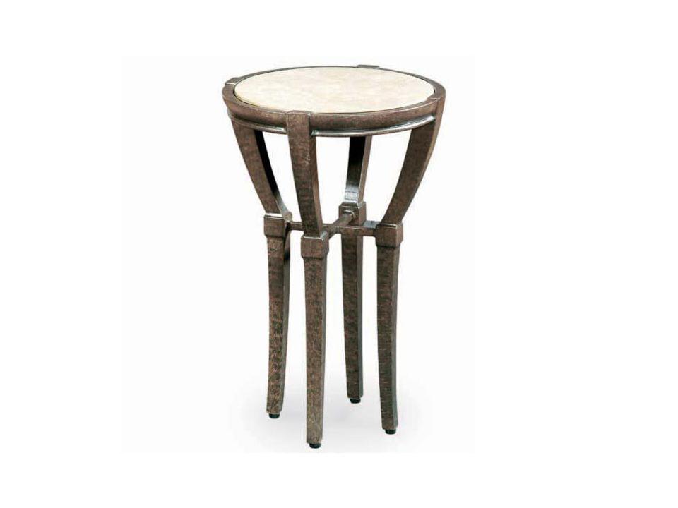 Cordoba Aluminum Round Travertine Top End Table