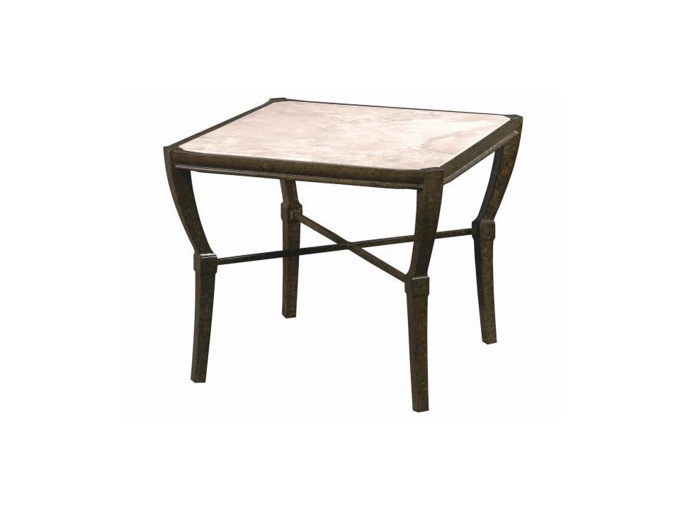 Cordoba Aluminum Square Travertine Top End Table