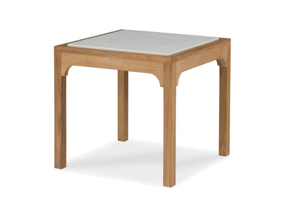 Tangier Teak Side Table with Cast Stone Top