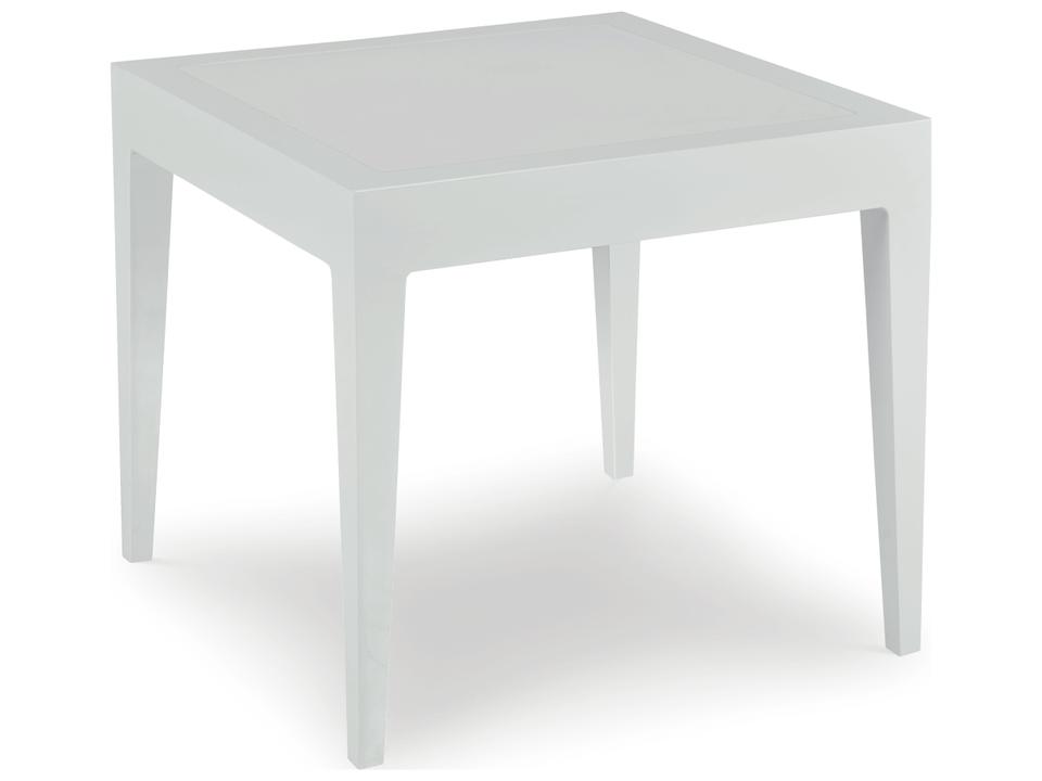 Sail Square Side Table in White Powder Coated Aluminum with Tempered Glass