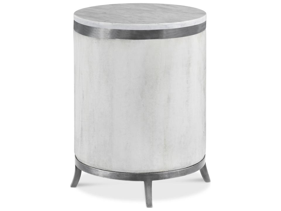Complements Round Side Table in White and Zinc Plated Steel