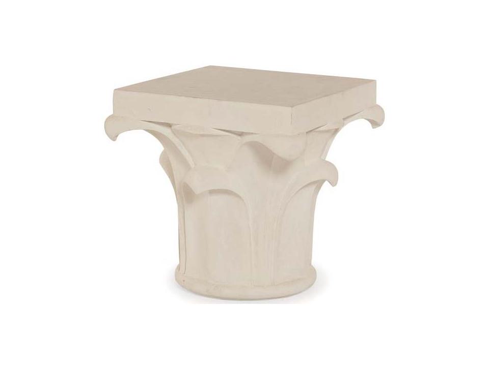 Complements Corinthian Column Square Side Table in Natural Stone