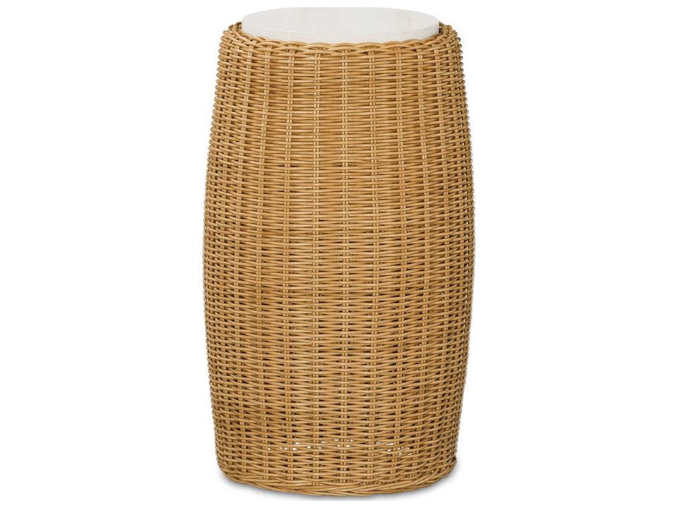 Century Furniture Finn Woven Outdoor Accent Table in Natural Wicker Finish