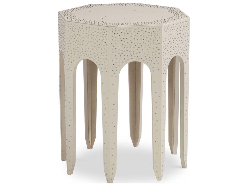 Grand Tour Mandir Octagonal Leather Side Table with Nailhead Trim