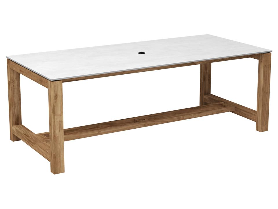 Fresco 87" Ceramic Top Dining Table w/ Umbrella Hole Taupe
