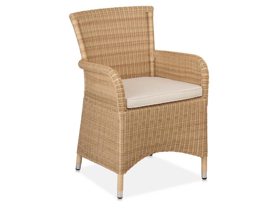 Savannah Natural Wicker Dining Chair w/ Wheat Cushion Set of 2